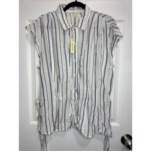 Max studio striped tie-waist blouse  XL - Picture 1 of 6